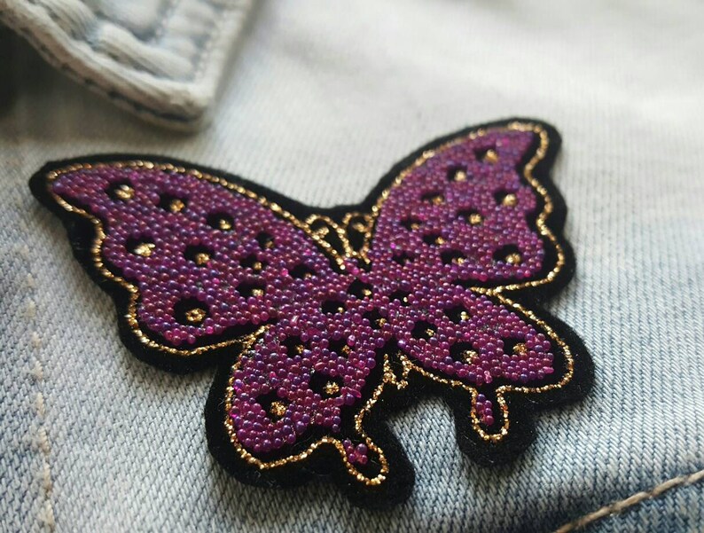 BUTTERFLY PATCH-Microbead PatchButterfly GiftsJacket PatchClothing PatchIron On LatchBirthday GiftsFunny PatchChristmas Gifts