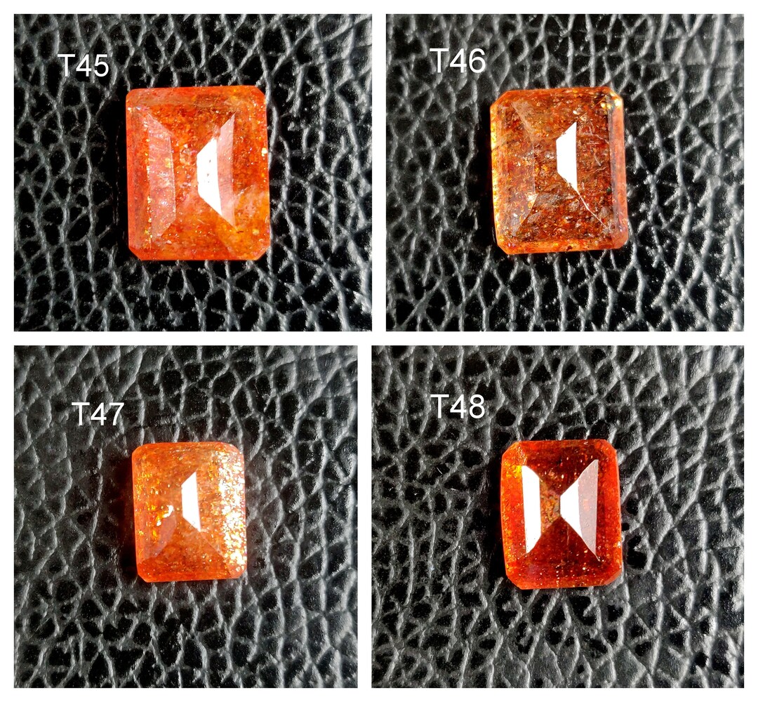 Pierre De Soleil Naturelle Orange En Forme Trillion - 11x11x5 Mm - Qualité Excellente - Inde - Neuf