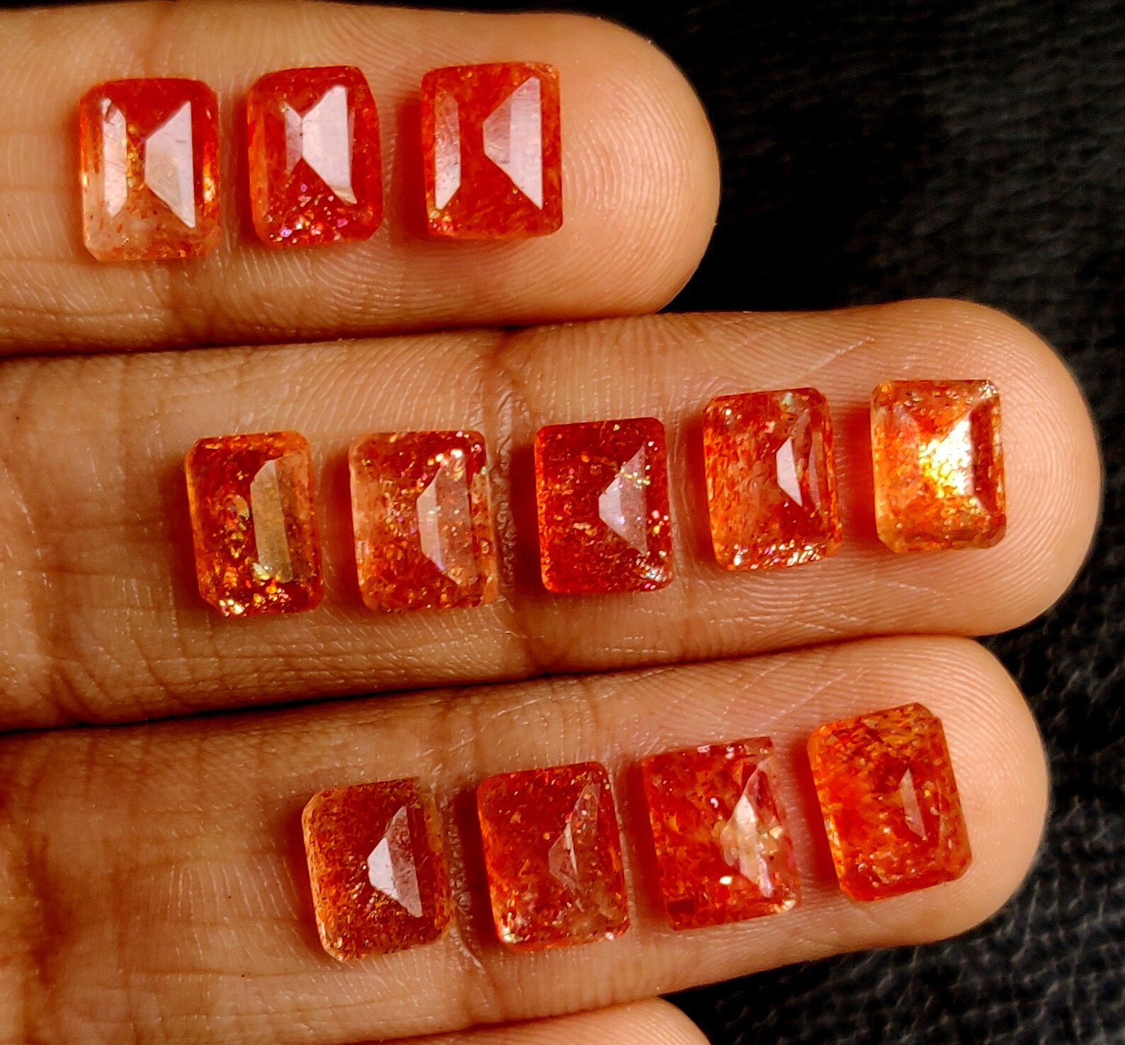 ORANGE SUNSTONE GEMSTONE Rectangle Shape Cut Faceted Lot Etsy