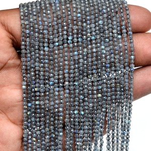 Blue Fire Labradorite Beads, 2-40 mm Faceted Rondelle, 13 Inch Strand