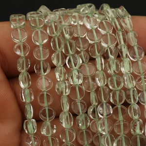 Green Amethyst Coin: Smooth Gemstone, Flat Beads, 6mm