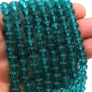 London Blue Topaz Hydro Watermelon Beads, 7mm Beads, Rondelle Beads, Pumpkin Beads, 12''Strand, Hand Carved, Handmade Gemstone, Craft Beads
