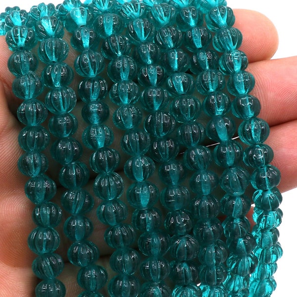 London Blue Topaz Hydro Watermelon Beads, 7mm Beads, Rondelle Beads, Pumpkin Beads, 12''Strand, Hand Carved Beads, Handmade Gemstone Beads