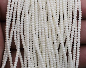 2mm Ivory Rondelle Imitation Pearl Beads: Smooth Bridal Jewelry, 13 Inch Strand