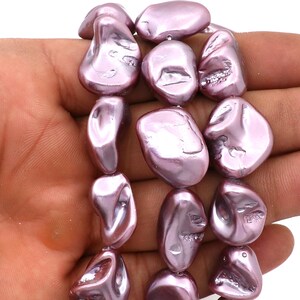 Baroque Coffee Pearl Beads: Natural Freedom Nugget Shape, 19-23mm, 12" Strand