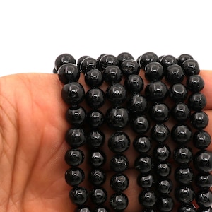 Black Onyx Round Smooth Beads, 6-9MM, Black Onyx Round, Onyx Smooth Beads, Polish Round Beads, Black Agate Gemstone, Craft Supplies Beads