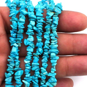 Sky Blue Howlite Turquoise Chip Beads: Smooth Polished Raw, Uneven Nugget Gemstone