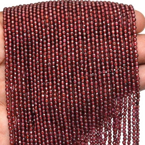 Garnet Micro Rondelle Faceted, 2mm, Tiny Beads, Machin Cut Faceted, Garnet Gemstone Beads, 13" Strand, Tiny Rondelle, Gemstone For Jewelry