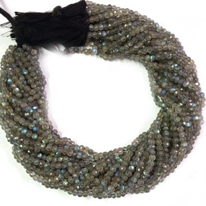Blue Fire Labradorite, 4mm, Faceted Rondelles, 13"Strand, Real Flashy Labradorite, Rondelle Beads, Handmade Faceted, Craft Supply Beads