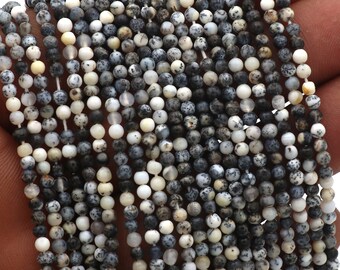 Dendrite Opal Smooth Round Beads: 2.5-3mm, 13" Strand