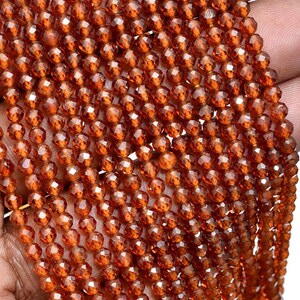 Hessonite 2mm Beads, Faceted Rondelle Beads, 13''Strand, Gemstone Hessonite Garnet, Micro Hessonite Beads, Micro Rondelle, Craft Supply Bead