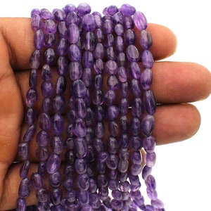 Natural African Amethyst Smooth Oval Beads, 5x7-5x9mm, Oval Shape Beads, Amethyst Smooth Beads, Loose Gemstone Bead, Handmade Gemstone Beads