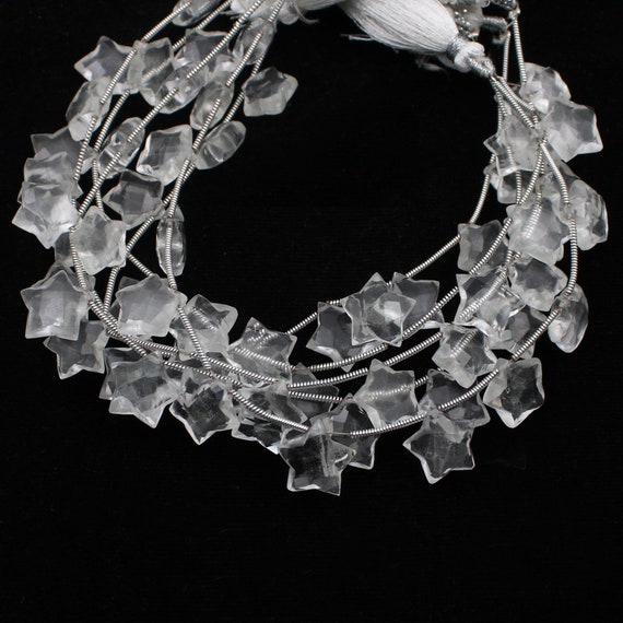 Crystal Quartz Star Beads: Faceted Briolette, Handmade Craft