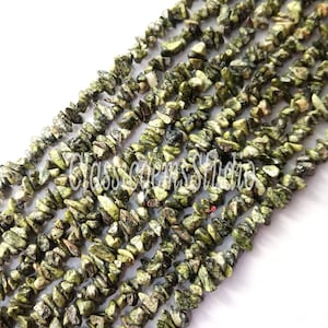 Natural Seraphinite Chip Beads: Uncut Crystal Gemstone Strand