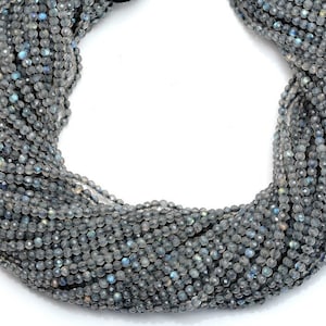 Blue Fire Labradorite, 2mm, Faceted Beads,, Natural Flashy Labradorite, Micro Faceted Rondelle, Labradorite Gemstone, Jewelry Making Beads
