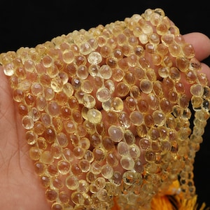 Golden Citrine Onion, Faceted Onion Beads, 4-7mm, Citrine Quartz Onion, Gemstone Citrine Onion, Handmade Onion Bead, Jewelry Craft Supplies