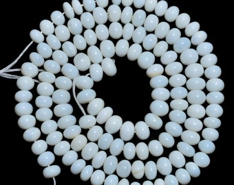 AAA Natural White Opal Rondelle Beads, Smooth Gemstone Strand, 7-8 mm, 12 Inch Strand