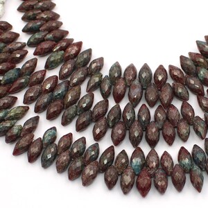 Ruby Kyanite Rise Gemstone Beads, Faceted Beads, 5x10-6X12 mm, Indigo Gabbro Beads, Double Pointed Beads, Marquise Jewelry Making Beads