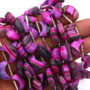 Pink Boulder Opal Smooth Moon Shape Beads, 14-16mm, Bi Opal Half Moon, Loose Gemstone Beads, Handmade Carved Bead, Drilled Beads, Craft Bead