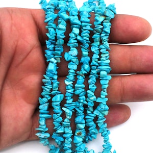 Turquoise Chips Beads, Smooth Chips, Semi Nugget Beads, Turquoise Gemstone Beads, Howlite Turquoise Chip, Free Form Chips, Craft Supply Chip