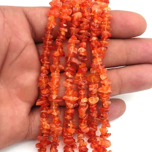 Carnelian Chips Gemstone, 16 & 32&#39;&#39;, Natural Carnelian Chips, Orange Carnelian Chips, Tiny Nugget, Healing Carnelian Stones, Craft Beads