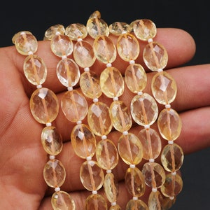 Citrine Oval Gemstone, 10X8-13x10mm, Faceted Briollite Oval, Natural Golden Citrine, Straight Drilled, Handmade Citrine Beads, Craft Beads
