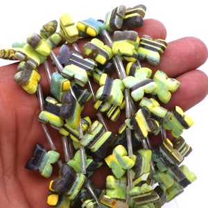 Green Boulder Opal Flower Shape, Smooth Beads: 11-13mm
