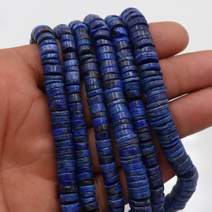 Contas de Lápis-Lazúli Heishi: Rondelle de pedra preciosa lisa de 8 mm, fio de 8 polegadas