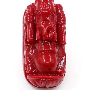 Red Coral Hydro Carved Lord Ganesh, Sitting Ganesh Statue, Ganesh Figure, 7 Carat, 8x17 MM, Coral Hydro Gems Ganesh Statue, Ganesh for Altar