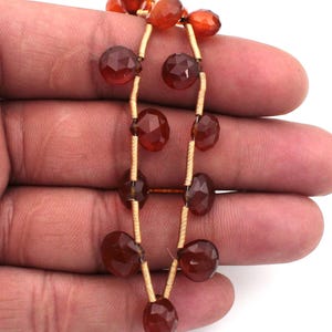 Hessonite Heart Beads, 8-10mm, Faceted Briolette Beads, AAA Hessonite, Side Drilled, Natural Hessonite, Handmade Loose Beads, Craft Beads