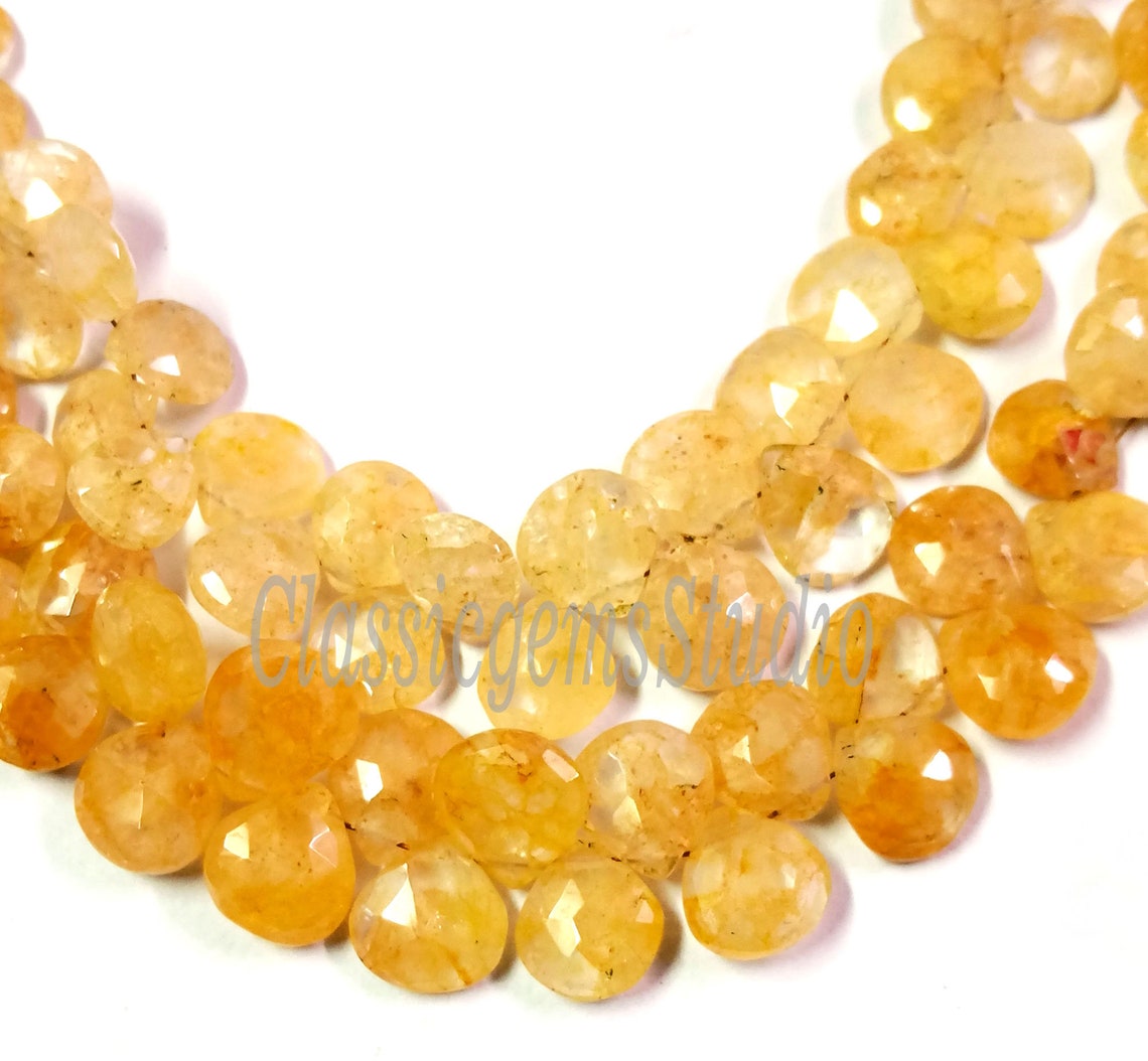 Natural Yellow Quartz Heart Faceted Gemstone Etsy