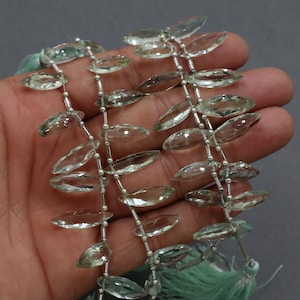 Green Amethyst Beads, Cardamom Whole Pods Shape, Faceted Fancy Shape, 6x16-7x18mm