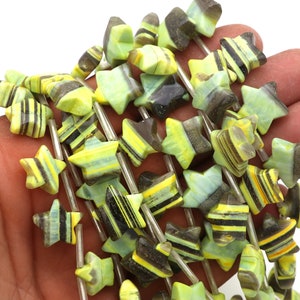 Green Boulder Opal Star Shape: Smooth Beads, 13x16mm