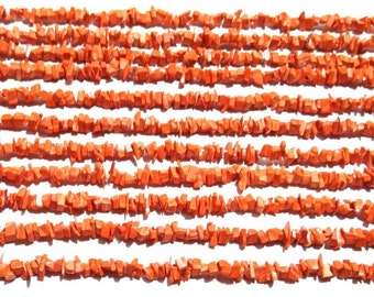 Coral Hydro Chips: Tiny Nugget Beads, 17-34'' Strand