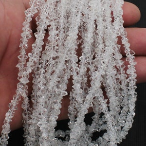Herkimer Diamond Beads: Small Uncut Nugget Chips, 8-16 Inch Strand