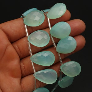 Natural Chalcedony Faceted, Pear Gemstone, 14x20-16x22 mm, Briolette Faceted Beads, Chalcedony Pear, Aqua Color Beads, Gemstone For Jewelry