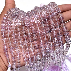 Pink Amethyst Rondelle, Smooth Bead, 6-10mm, Brazil Pink Amethyst, Natural Purple Pink Amethyst, Smooth Rondelle Gemstone, Craft Making Bead