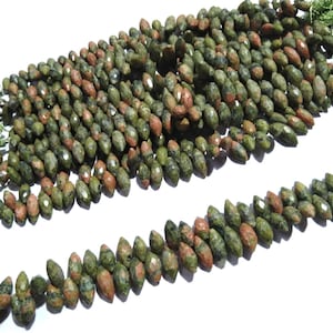Unakite Faceted Beads, Unakite Rise Beads, 5x10-6x14mm, Gemstone Unakite Rice, Faceted Beads, Bi Stone Bead, Handmade Bead, Gems For Jewelry
