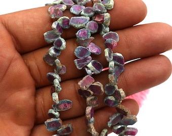 Rebanada de rubí fuchita de forma irregular: Cuentas de piedras preciosas naturales en bruto, 12x12-12 x 20 mm