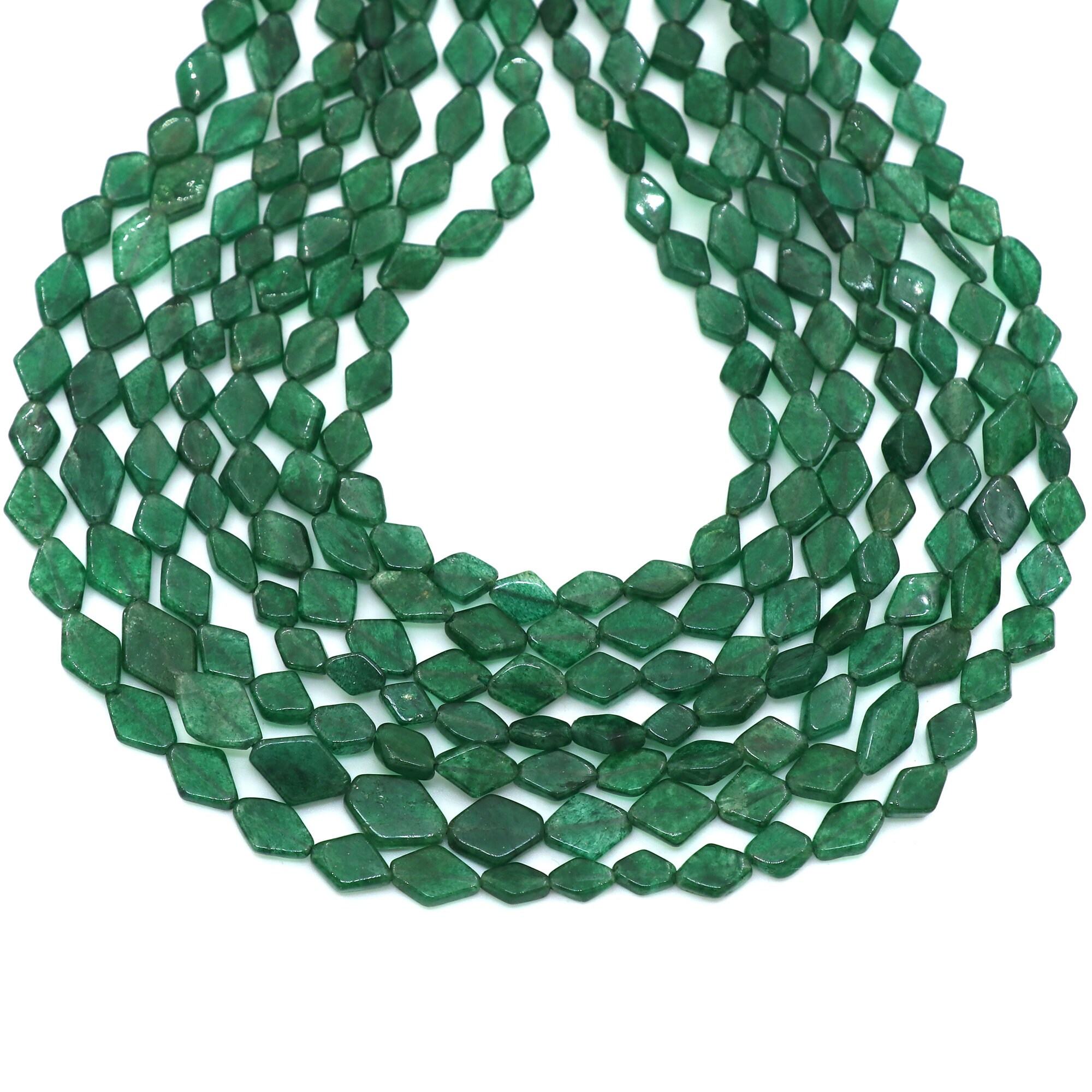 Strand Shape Green Mica Aventurine Rhombus Shape Beads: Smooth Strand, Natural ...