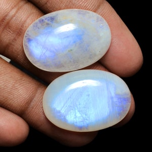 Rainbow Moonstone Oval Cabochon, 28x20MM, Large Cabs, Loose Gemstone Oval, Flat Back, Blue Fire Cabochon, Flashy Rainbow Cabs, Jewelry Cabs