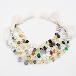 Natural Multi Quartz Stone, Faceted Pear Beads, Multi Rainbow Color Pear, Briolette Faceted, Natural Gemstone Pear, 6x9-9x12 MM, Craft Beads