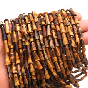 Tiger Eye Faceted Cone Shape, 12''Strand, Tiger Eye Beads, Handmade Long Shape, Natural Gemstone Beads, Fancy Shape Beads, Craft Supply Bead