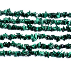 Malachite Gemstone, Chips Semi Nugget, 34"Strand, Malachite Freeform Chip, Gemstone Chips, Green Malachite, Loose Gem, Craft Supply Chips