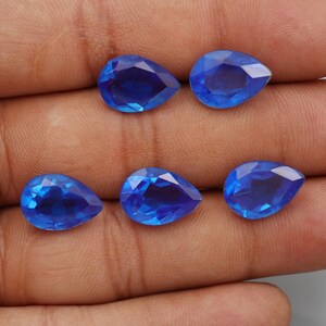 Doublet Cut Stone, Blue Sapphire Color, Pear Cut Stone, Crystal Quartz Doublet, Blue Pear Doublet, Match Pair Doublet, For jewelry making