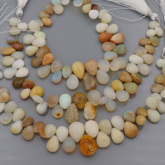 Natural Ethiopian Opal Smooth Pear Beads