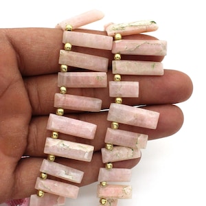 Pink Opal Beads, Thin Flat Rectangular, Briolette Faceted, Baguettes Beads, Opal Fancy Shape, Natural Opal Gemstone, Craft Supplies Beads