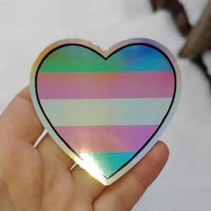 Trans Pride Holographic Heart Sticker