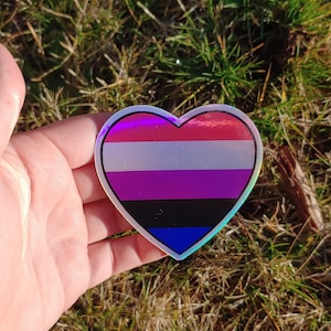 Holographic Genderfluid Heart Sticker