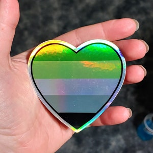Holographic Aromantic Heart Sticker